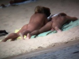 Nudist sun worshippers bare their junk to the sun at the be