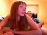 Petite redhead give head to her boyfriend