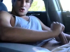 Str8 hot young jock jerks in his car