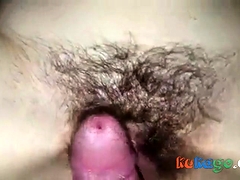 Pumping a load into my girl's hairy cunt