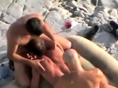 Watching gay threesome on nude beach