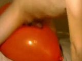 Big inflatable orange balloon humping cum