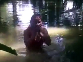 bangla girl rina bathing in pond