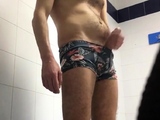 Drying off n wanking my cock at the pool lockerroom