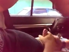 Russian whore sucked 2 cock in a car. Cum to her mouth