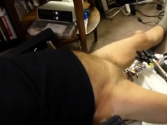 Fuck machine sounding my cock in chastity cage