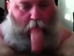 Bearded Daddy Sucks Big Cock