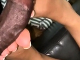 Amateur chick convinced to suck big cock